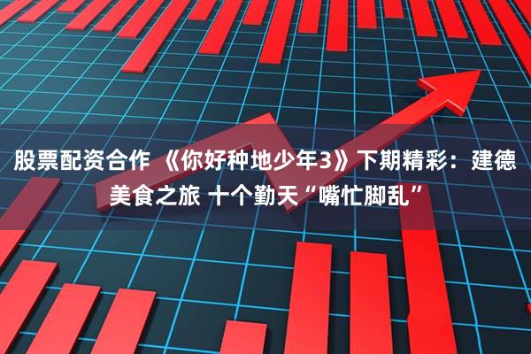 股票配资合作 《你好种地少年3》下期精彩：建德美食之旅 十个勤天“嘴忙脚乱”